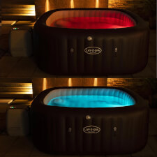 The Lay-Z-Spa Maldives Hydrojet Pro Hot Tub Led Lights Red and Blue.