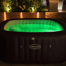 The Lay-Z-Spa Maldives Hydrojet Pro Hot Tub Green Led Lights.