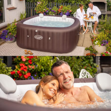 Couple Enjoying the Lay-Z-Spa Maldives Hydrojet Pro Hot Tub.