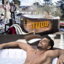 Man Enjoying the Lay-Z-Spa Maldives Hydrojet Pro Hot Tub.