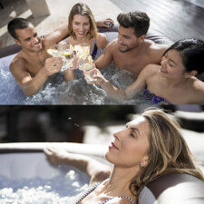 Friends Enjoying the Lay-Z-Spa Maldives Hydrojet Pro Hot Tub.