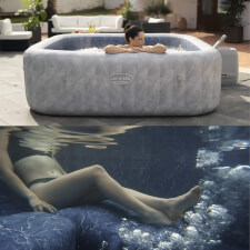 Woman enjoying the Lay-Z-Spa San Francisco HydroJet Pro Hot Tub.