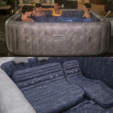 Friends enjoying the Lay-Z-Spa San Francisco HydroJet Pro Hot Tub and the Inside view.