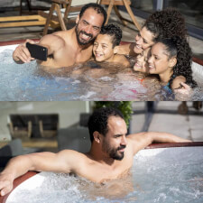 Family enjoying the Lay-Z-Spa Helsinki AirJet Hot Tub.