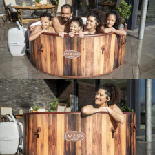 Family enjoying the Lay-Z-Spa Helsinki AirJet Hot Tub.