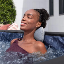 Woman enjoying the Lay-Z-Spa Stockholm AirJet Hot Tub.