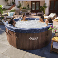Friends enjoying the Lay-Z-Spa Toronto AirJet Hot Tub.