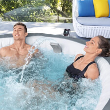 The Lay-Z-Spa LED Illuminated Hot Tub Waterfall in use.