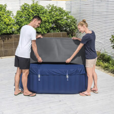 The Square Thermal Hot Tub Cover being Placed