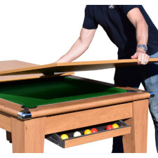 Lifting the tabletop onto the Classic Diner
