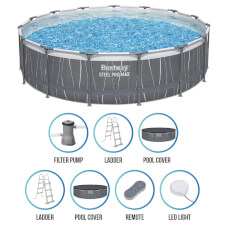 The Steel Pro Max LED Round Pool Set.
