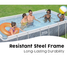 The Steel Pro Max Rectangular Pool Set Frame Resistant.