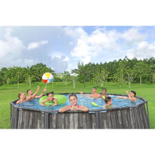 The Bestway Steel Pro Max Grey Driftwood Swimming Pool Set