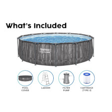 The Bestway Steel Pro Max Grey Driftwood Swimming Pool Set