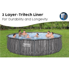The Bestway Steel Pro Max Grey Driftwood Swimming Pool Set