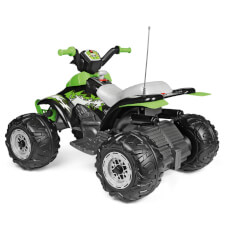 The Corral T-Rex Green 330W Ride On Motorbike Back View.