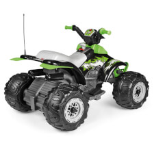 The Corral T-Rex Green 330W Ride On Motorbike Back View.