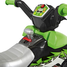 The Corral T-Rex Green 330W Ride On Motorbike Gear.