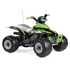 The Corral T-Rex Green 330W Ride On Motorbike Side View.