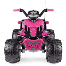 The Corral T-Rex Pink 330W Ride On Motorbike Front View.
