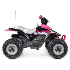The Corral T-Rex Pink 330W Ride On Motorbike Side View.