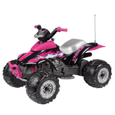 The Corral T-Rex Pink 330W Ride On Motorbike Side View.