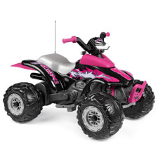 The Corral T-Rex Pink 330W Ride On Motorbike Side View.