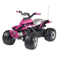 The Corral T-Rex Pink 330W Ride On Motorbike Side View.