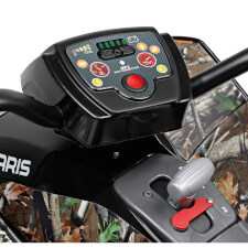 The Polaris Outlaw 330W Ride On Motorbike in Camo Gear.
