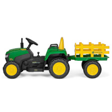 The Peg Perego John Deere Farm Power Ride-On Tractor Side View.