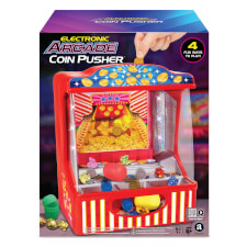 The Tekscore Electronic Arcade Coin Pusher Arcade Game Box.
