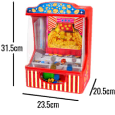 The dimensions of the coin pusher machine.