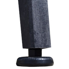 The adjustable foot on the Storm F-1 table