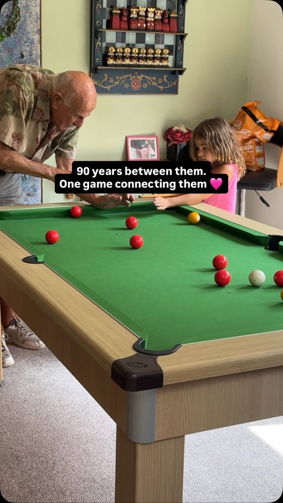 Put a cue in their hand and they’re on the same level 🥺 This is what is so great about games rooms - it’s not just about the tables, it’s...