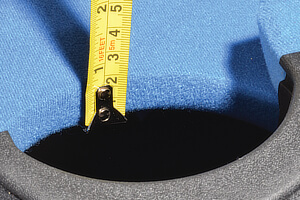 The bed depth on a Strikeworth pool table.