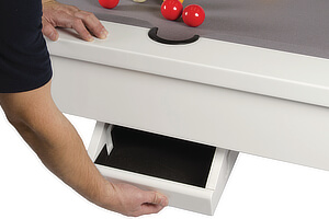 The ball drawer on a Phoenix pool table.