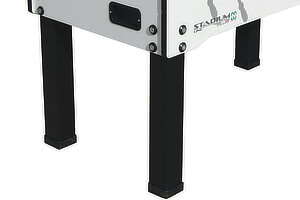 Metal legs on a football table.