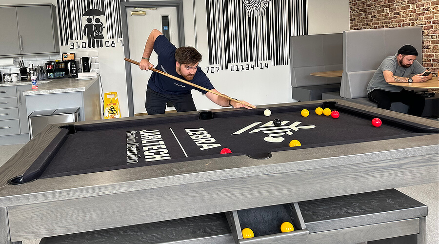 A branded pool table.