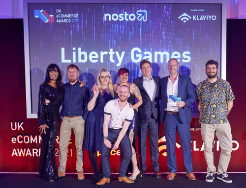 The Liberty Games team at an awards ceremony.