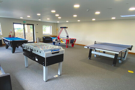 The games room at Bridge House Holiday Park.