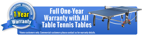 Full One Year Warranty on Table Tennis Tables